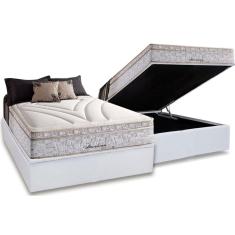 Conjunto Box Baú Casal: Colchão Molas Herval Maxspring American + Base crc Courano White(138x188)