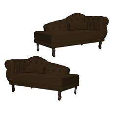 Kit 02 Divã Recamier Larissa Capitonê para Casa Suede - - Ds Estofados