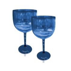 Kit 2 Taças Gin Azul Translúcido Acrílico Poliestireno
