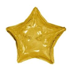Balão Metalizado Estrela Holográfica Ouro 20" (50cm) - Mundo Bizarro