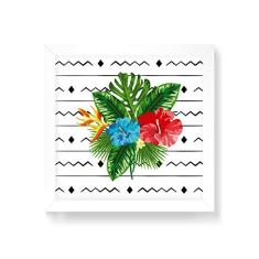 Arte Maníacos Quadro Decorativo Floral Fundo Branco - 30x30cm (Moldura em laca branca)