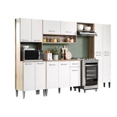 Armário Cozinha Completa Arizona Plus Carvalho com Branco Carraro