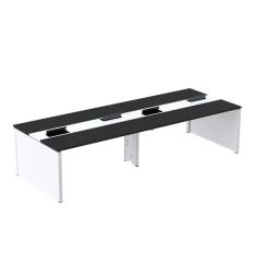 Mesa Plataforma Dupla para 4 Lugares para Coworking 140x120/4p Preto/Branco