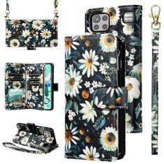 Furill Capa carteira para LG K92 5G com alça de pulso alça de ombro transversal flor couro 6+ compartimentos para cartões bolsa com zíper suporte para cartão de crédito capa de telefone LGK925G K 92 K