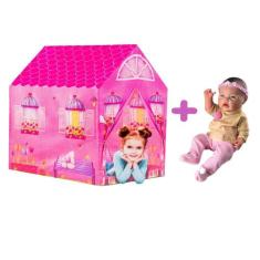 Kit Barraca Rosa Princesa Com Bebe Reborn Boneca Realista - DM Toys e 