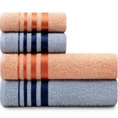 Jogo de Toalhas de Algodão 4 Peças Banho e Rosto Karsten - Emcompre