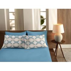 Jogo de Lençol Casal King Malha 3pc 100% Algodão - Sul Brasil, Azul