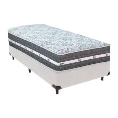 Cama Box Branco E Colchão Black Graphite Molas Ensacadas Solteiro 88x188x27 Anjos