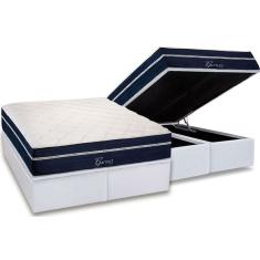 Conjunto Box Baú Queen: Colchão Molas Polar Ensacadas MasterPocket Garnet + Base crc Courano White(158x198)