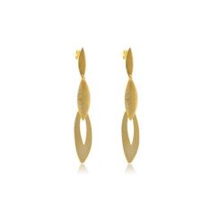 Brinco Grande De Folhas Sobrepostas Folheado Em Ouro 18k - Floratta Jo