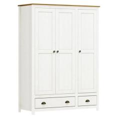 Guarda Roupa Madeira 3 Portas 2 Gavetas Branco/Freijó Topázio - FN - F