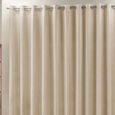 Cortina Roma 4,00M X 2,50M Bege Tecido Rafia Detalhado Para Sala Ou Quarto