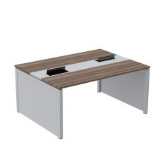 Mesa De Plataforma Dupla Para 2 Pessoas Corporativa 120x140-2p Walnut-cinza