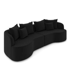 Sofá 4 Lugares Orgânico Living 250cm Mersa Veludo K01 D'rossi Preto