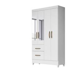 Guarda Roupa 4 Portas C/EspelhoMadri Branco Rosa Azul Lilás