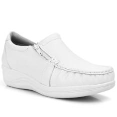 Tenis Ortopedico Feminino Couro Anti Stress Sapato Mocassim Conforto Z