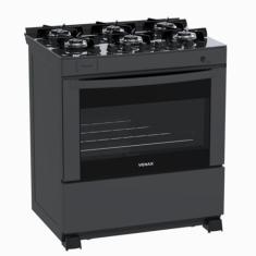 Fogao 6 Bocas Venax Delplus Vitreo Bl Grafite Gas Glp
