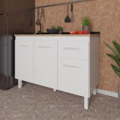 Balcão Armário Gabinete Para Pia de Cozinha 118 cm Aline 3 Portas e 1 
