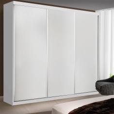 Guarda Roupa Casal Itália 3 Portas de Correr 4 Gavetas MDP Branco Minastex