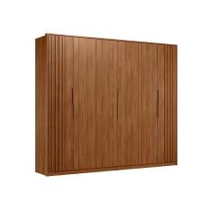 Guarda Roupa Casal Milão 6 Portas 6 Gavetas MDP Ripado Nogueira Touch Demóbile