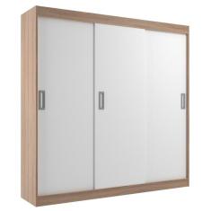 Guarda Roupa Casal Lisboa 3 Portas de Correr 2 Gavetas MDP Branco - Demolição Evidência Móveis