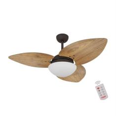 Ventilador de Teto Kovalski Marrom Texturizado 3 Pás Rádica Freijó 127