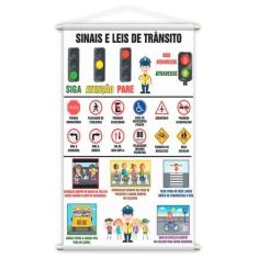 Banner Pedagógico Escolar Sinais e Leis de Trânsito 80x50cm