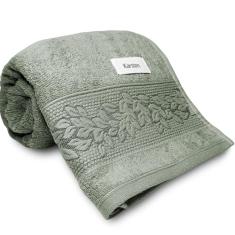 Toalha de Banho Karsten Provence 100% Algodão - Barra em Floral Grossa Macia Antipilling - 70 x 135 (Verde Escuro)