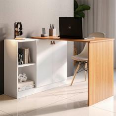 Escrivaninha com Tampo Articulado Telasul Versa Home 2 Portas Freijó/Branco - Telasul