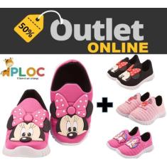 Kit 2 pares de tênis infantil calce fácil p03 minnie rosa + par adicio