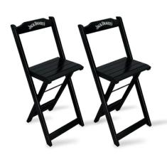 Kit 2 Banquetas Bistrô de Madeira Dobravel Jack Daniel's Preta - TARIM