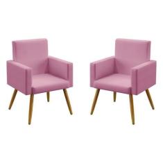 Kit 2 Poltronas Decorativas Nina Sued Rosê Aradecor