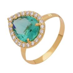 Anel Ouro 18k Feminina Gota Com Zircônia - Meu Anel, 11