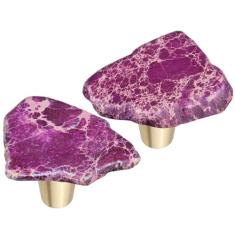 Rockcloud 2 peças puxadores de gaveta de jaspe de sedimentos marinhos feitos à mão em forma irregular para armário de cômoda, puxadores de porta de guarda-roupa com parafusos, decoração de casa, cor