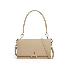 Tommy Hilfiger Bolsa de ombro de couro com alça transversal removível, Bege, One Size