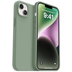 AOTESIER Capa compatível com iPhone 14 Plus, silicone de grau alimentício, resistente ao desgaste, proteção antiqueda com forro de microfibra macia antiarranhões 14 Plus, 17 cm, verde calke