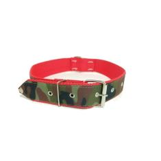 Coleira cachorro nylon camuflada/vermelho  tam n8 56cm-68cm