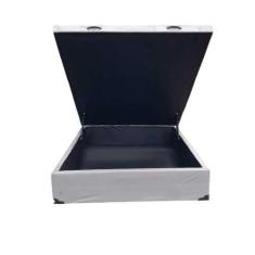 Cama Box Baú Casal Blindado Suede Cinza Com Pistão A Gás