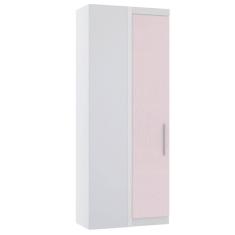 Guarda Roupa De Canto Reto 90cm 1 Pt Alpes Luciane Móveis Branco Com Rosa