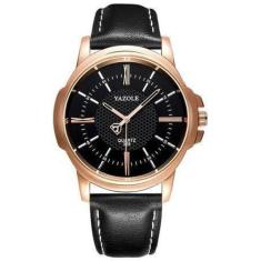Relógio Masculino Yazole 358 Couro Ferragem Bronze