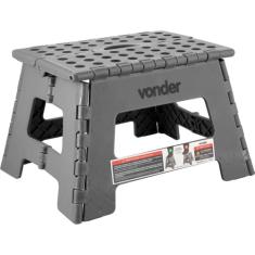 Banqueta Plástica Dobrável, Cinza, Altura 220 Mm, Vonder.