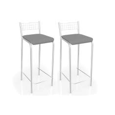 Kit 2 Banqueta de Cozinha Gênova B705CR Un Cromada/Preto - Kappesberg