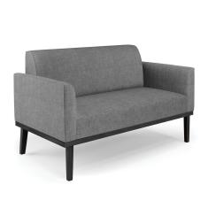 Sofá Namoradeira Base De Madeira Fixa Preto Marisa Linho Grafite A26 D03 - D'Rossi