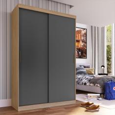 Guarda Roupa Solteiro 2 Portas Correr 2 Gavetas Tuco Yescasa Avena/Grafito