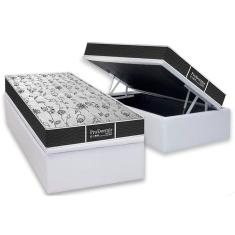 Cama Box Baú Solteiro: Colchão Molas Probel Prolastic ProDormir Sleep + Base CRC Courano White(88x188)