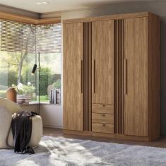 Guarda-roupa Santos Andirá Aurora 3 Portas 3 Gavetas 6 Prateleiras com Cabideiro Solteiro