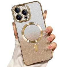 Misscase Capa com glitter magnético para iPhone 14 Pro Max compatível com MagSafe, protetor de lente de câmera, proteção total, elegante, antiarranhões, à prova de poeira, capa para iPhone 14 Pro Max