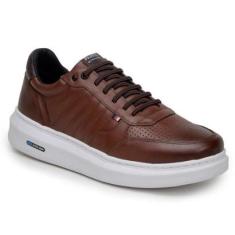 Tenis Masculino Couro 100% Legitimo Moderno Detalhado Sola Alta Sapato Confortável Macio 1070-Masculino