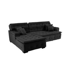 Sofá Retrátil E Reclinável Com Chaise Orlando 2.20x1.50m - Sofisticato-preto