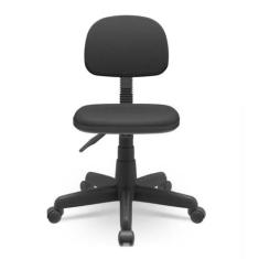 Cadeira Secretaria Plus Operativa Slim Couro Preto Plaxmetal